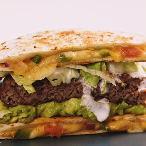 Quesadilla Beyond Burger - Beyond Meat - Go Beyond® Burger Quesadilla Recipes, Beyond Burger Recipe Ideas, Beyond Beef Burger Recipes, Grilled Quesadilla Burger, Quesadilla Burger Recipe, Quesadilla Burgers Applebees, Beyond Beef Recipes, Quesadilla Burgers, Meatloaf Burgers