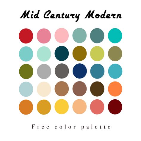 Colourful Home Palette, Modern Paint Palette, Mid Tone Color Palette, Mid Century Modern Interior Color Palette, Eclectic Living Room Color Palette, Mid Century Modern Pop Of Color, Eclectic Colour Palette, 70s Boho Color Palette, Mid Century Colors Palette