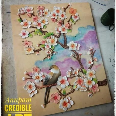 3D clay painting ,marble dust clay with oil colour Mural Clay Painting On Canvas, Air Dry Clay Painting On Canvas, 3d Clay Painting, Painting With Clay, Dough Art, Painting Marble, Clay Gifts, Clay Painting, Sculpture Art Projects