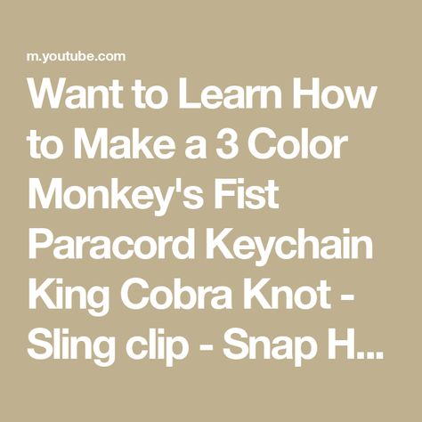 Want to Learn How to Make a 3 Color Monkey's Fist Paracord Keychain King Cobra Knot - Sling clip - Snap Hook Carabiner Tutorial, stay with us by the end of this video tutorial and you'll learn how. Enjoy and have fun! White Paracord 550 - 3.3 feet or in metric 1 mt Red and Blue Paracord 550 each of - 5.6 feet or in metric 1.7 mt Sling clip - Snap Hook Carabinier Length of keychain 7 inches or 17 centimeters Consider becoming a patron and support us at https://www.patreon.com/AlphaOne982 ... Cobra Knot, Monkey Fist Knot, Monkey Fist, Paracord Keychain, King Cobra, 550 Paracord, Paracord, Video Tutorial, Red And Blue