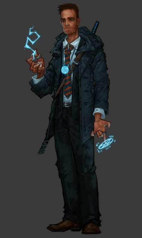 @Gamerstable Meet Talisman. @first2third51 's arcane investigator for our #Shadowrun AP. Art by @Youriah90 Mage Ascension Character Art, Technomancer Art, Arcane Ascension, Paranormal Investigator Character Design, Occult Investigator, Shadowrun Mage, Shadowrun Character Art, Shadowrun Art, Modern Wizard