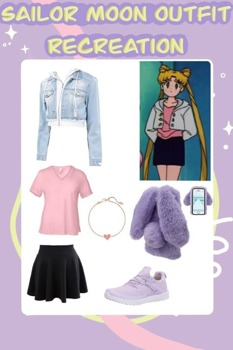 Sailor Moon Casual Cosplay, Sailor Moon Modern Outfits, Everyday Anime Outfits, Sailor Moon Clothes Inspired Outfits, Usagi Tsukino Casual Outfits, Usagi Outfits, Sailor Moon Aesthetic Outfit, Sailor Moon Clothes, Sailor Moon Outfits Anime