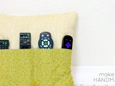 Remote Control Pocketed Pillow {Pillows} Remote Caddy, I Heart Organizing, Remote Control Holder, Remote Holder, Pocket Pillow, Pillow Tutorial, Sewing Organization, Remote Controls, Organizing Your Home