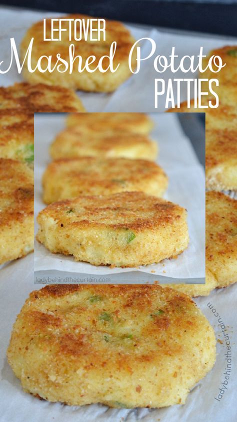 Leftover Mashed Potato Patties Mashed Potatoes Patties, Fried Mashed Potato Patties, Leftover Potatoes Recipes, Potatoes Patties, Fried Potato Patties, Mashed Potato Cake Recipe, Reheat Mashed Potatoes, Fried Mashed Potatoes, Mashed Potato Patties