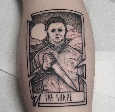 Idk Tattoo, Michael Myers Tattoo Design, Michael Myers Tattoo Ideas, Micheal Myers Tattoo, Michael Myers Tattoo, Michael Myers Face, Myers Tattoo, Michael Meyer, Scary Tattoos