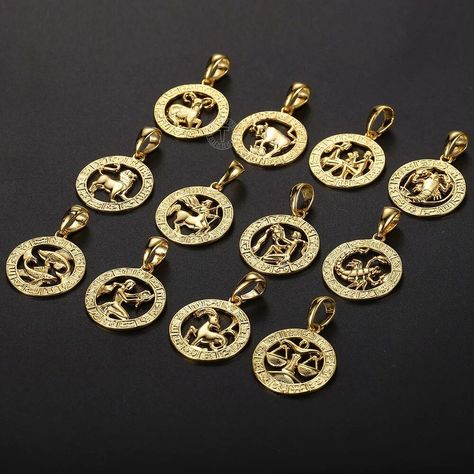 Trendy Zodiac Sign Gold Pendant Necklace. #AmrahCart #ZodiacJewelry #GoldNecklace #TrendyAccessories Leo Necklace Zodiac, Leo Necklace, Libra Necklace, Horoscope Necklace, Zodiac Sign Necklace, Sign Necklace, Sagittarius And Capricorn, Zodiac Necklace, Taurus And Gemini