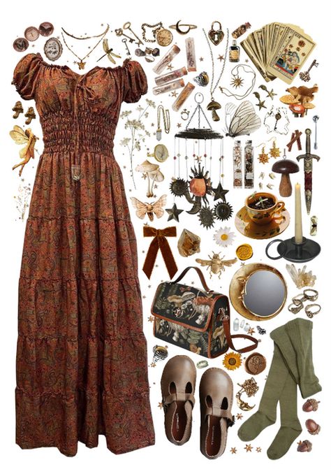 Nature Witch Outfit, Forest Witch Outfit, Cottagecore Witch Outfit, Cottagecore Witch, Dark Academia Cottagecore, Cottagecore Outfit, Nature Witch, Cottagecore Dark, Fairy Outfit