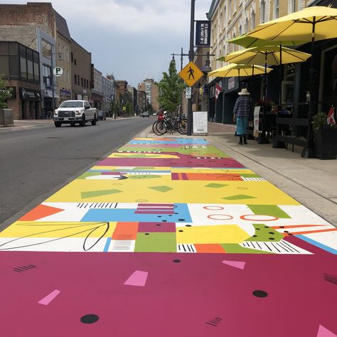 Parklets Ideas Public Spaces, Nelson Mandela Day, Mandela Day, Tactical Urbanism, Pavement Art, Installation Street Art, Pedestrian Crossing, Paving Design, Pocket Park