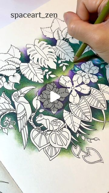 Zen on Instagram: "WIP.   📔Magical Jungle by Johanna Basford ✏️ Prismacolor   EDITED Here are the colors that I’ve used: 907 1096 132 956 289 1005  . . . . .  #johannabasford #magicaljungle #adultcoloring #coloringtherapy #coloringforadult #boracolorirtop #coloring_secrets #artreel #pencilart #prismacolor #livrodecolorir #majesticcoloring #coloringmasterpiece #bayan_boyan #coloriagepouradulte #coloringbookforadults" Magical Jungle Coloring Book Finished, Johanna Basford Coloring Book Lost Ocean, Joanna Basford Magical Jungle, Johanna Basford Magical Jungle, Johanna Basford Books, Johanna Basford Coloring Book Ivy And The Inky Butterfly, Magical Jungle Johanna Basford, Joanna Basford Coloring, Magical Jungle