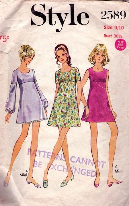 Vintage Clothes Patterns, Vintage Fashion 1960s, Mini Dress Vintage, Patron Vintage, 1960 Fashion, 60s 70s Fashion, Teen Dress, Fashion 1960s, Fashion Illustration Vintage