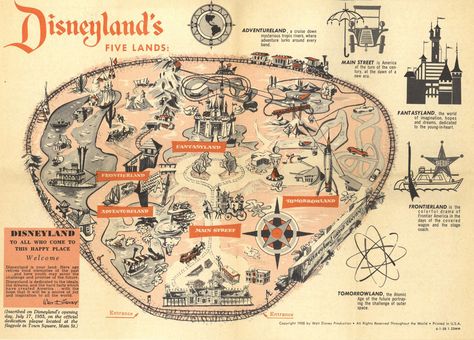 Via Vintage Disneyland Tickets Map Reference, Disney Map, Theme Park Map, Disneyland History, Map Brochures, Disneyland Map, Disneyland Tickets, Retro Disney, Disney Fantasy