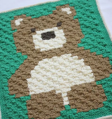 Baby Bear Corner to Corner Crochet Blanket Pattern Corner To Corner Crochet Blanket, Blanket Bear, Neutral Baby Blankets, Gender Neutral Baby Blanket, Baby Afghan Crochet Patterns, Repeat Crafter Me, Corner To Corner Crochet, Bernat Blanket, Bear Blanket