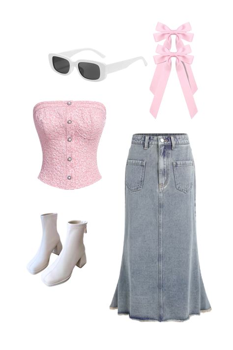 Chic pink, white, and denim outfit for girls! Trendy girly fashion featuring pink tops, white skirts, and denim jeans. Perfect for a stylish look. Explore cute pink accessories, white sneakers, and denim jackets. Elevate your wardrobe with this feminine ensemble.

top: https://shope.ee/2q8Xy1XZmG
skirt: https://s.shopee.ph/AKEYvxlxIe
boots: https://shope.ee/3AlOMdWJ6M
bow inspo: https://shope.ee/6AOzxEBUPN
sunnies: https://shope.ee/9zbiX5XpIm Cute Pink Accessories, White And Denim, Denim Skirt Outfit, Denim Skirt Outfits, Pink Accessories, Chic Pink, Denim Jackets, Girly Fashion, Denim Outfit