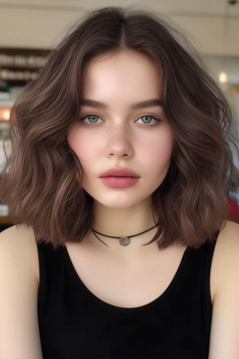 Voluminous Wavy Bob with Middle Part, haircut for round face Round Face Lob Haircut, Wedding Color Schemes Spring, Curly Pixie Cuts, Blonde Layers, Curly Pixie, Beach Wedding Colors, Wedding Color Combos, Round Face Haircuts, Wavy Bobs