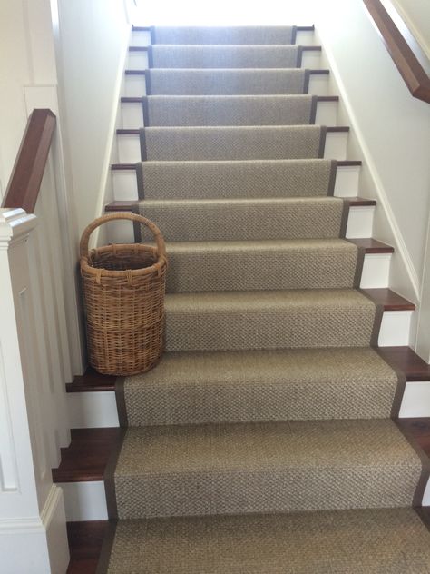 Brown Stair Runner, Stairs With Carpet Runner, Stairs With Carpet, Brown Stairs, Entryway Color, Entryway Colors, Green Entryway, Staircase Runner, Runner Carpet