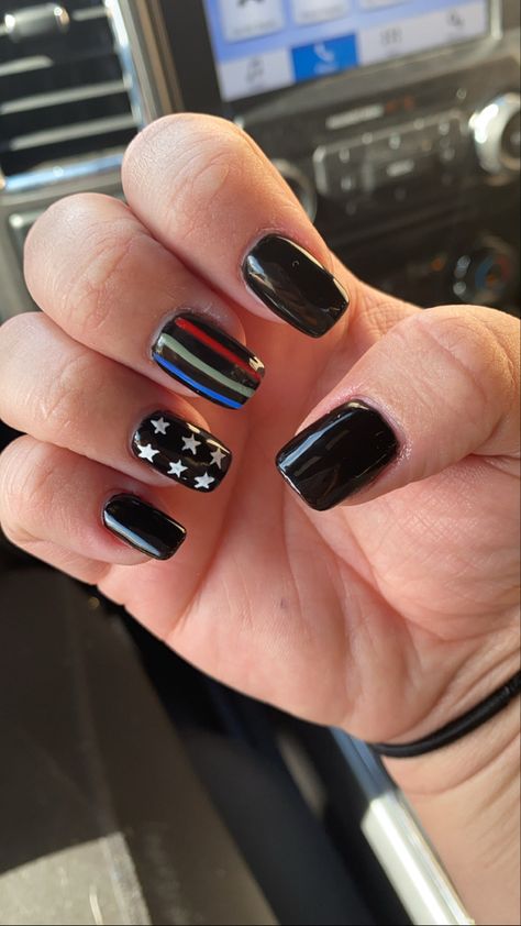 Law Enforcement Nails, Back The Blue Nails, Police Nails, Rodeo Nails, Cowboy Nails, Country Fits, Pedi Ideas, Western Nails, Country Nails