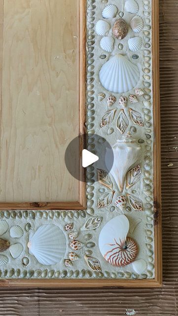 Diy With Seashells, Capiz Shell Mirror, Mirror Diy Projects, Seashell Mosaic, Cement Panels, Lulu Dk, Mosaic Furniture, Shells Diy, Shell Mirror