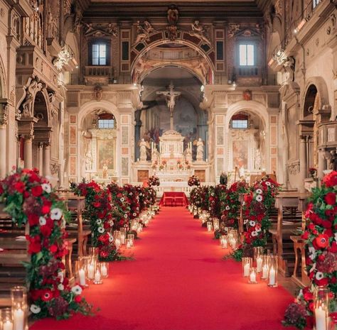 OmaStyle Bride’s Instagram profile post: “A beautiful church decked out in beautiful florals & candles creates a magical space that is perfect for a Christmas wedding 👌🏾🤩❤️❤️❤️ . 📸…” Wedding Church Aisle, Wedding Ceremony Decorations Church, Aisle Candles, Church Aisle, Red Wedding Theme, Church Wedding Decorations, Nye Wedding, Christmas Church, Nigerian Weddings