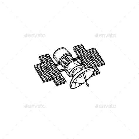 Small Satellite Tattoo, Satellite Drawing, Satelite Drawings, Satellite Sketch, Satellite Tattoo, 300 Drawing Prompts, Satellite Illustration, Satellite Sticker, Satelite Illustrations