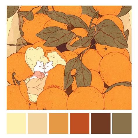 Illustration Limited Color Palette, Limited Palette Art, Color Palette Art Drawing, Limited Color Palette Art, Limited Color Palette Illustration, Color Palette Illustration, Illustration Palette, Flat Color Illustration, Orange Palette