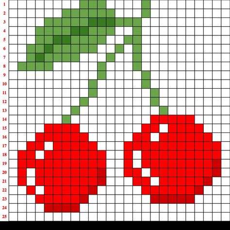 Fruit Pixel Art, Pixel Art Fruit, Grid Crochet, Crochet Grid, Cross Stitch Fruit, Rainbow Top, Graph Crochet, Crochet Fruit, Crochet Bedspread Pattern