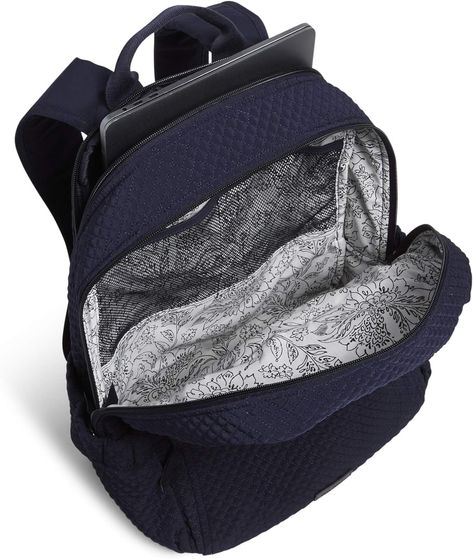 Vera Bradley Women's Microfiber Campus Backpack in Navy, a stylish and functional teen backpack. Affordable Navy Backpack For Students, Cheap Functional Navy Backpack, Navy School Backpack With Adjustable Strap, Navy Blue Backpack, Vera Bradley Xl Campus Backpack, Black Vera Bradley Backpack, Campus Backpack, Backpack For Teens, Blue Backpack