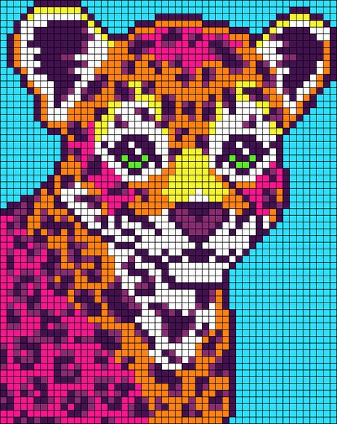 Cross Stitch Lisa Frank, Lisa Frank Alpha Pattern, Lisa Frank Perler Beads, Lisa Frank Pixel Art, Lisa Frank Cross Stitch Patterns, Lisa Frank Crochet, Lisa Frank Cross Stitch, Alpha Patterns Heart, Lisa Frank Perler Bead Patterns