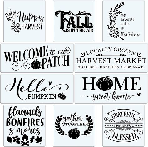 Amazon.com : 10 Set Farmhouse Kitchen Stencil, Homemade Bakery Rustic Sign Painting Stencils for Home Dining Room Wall Decoration Reusable Templates DIY Wood Sign : Arts, Crafts & Sewing Diy Dining Room Furniture, Diy Wood Sign, Pumpkin Stencils, Bakery Sign, Pumpkin Harvest, Happy Harvest, Painting Stencils, Sign Painting, Pumpkin Stencil