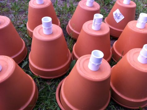 Ollas Irrigation, Clay Pot Irrigation, Irrigation Diy, Self Watering Containers, Garden Watering System, Bucket Gardening, Veg Garden, Home Vegetable Garden, Garden Irrigation System