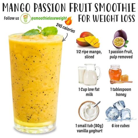 Mango And Passionfruit Smoothie, Low Calorie Blender Recipes, Mango Passion Fruit Smoothie, Passionfruit Smoothie Recipes, Mango Passionfruit Smoothie, Passion Fruit Smoothie Recipes, Passionfruit Smoothie, Mango And Passionfruit, Tasty Smoothies