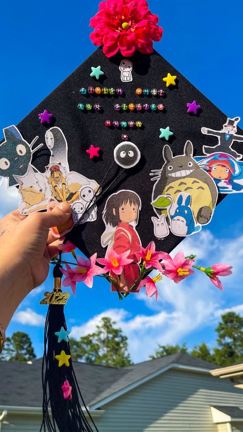 Miraculous Ladybug Graduation Cap, High School Graduation Cap Decoration Senior Year, Cinnamoroll Graduation Cap, Graduation Hat Designs Grad Cap, Ponyo Graduation Cap, Graduation Cap Designs Studio Ghibli, Graduation Cap Designs Easy, Jjk Graduation Cap, Anime Grad Cap