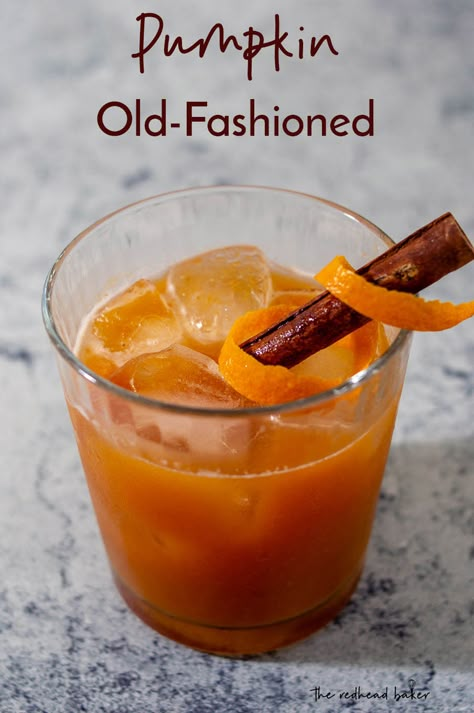 Pumpkin Old Fashioned Cocktail, Psu Tailgate, Beverage Ideas, Pumpkin Syrup, Pumpkin Drinks, Orange Liqueur, Bourbon Drinks, Seasonal Drinks, Boozy Drinks