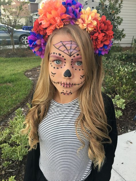 Sugar Skull makeup. Easy Sugar Skull Makeup, Makeup For Girls, Sugar Skull Makeup, Glasses Makeup, Skull Makeup, Teacher Things, Girls Makeup, Holiday Ideas, Halloween Makeup