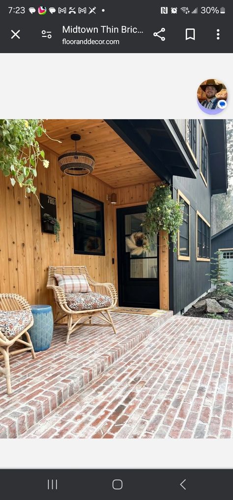 Brick Porches, Porch Transformation, Cedar Decking, Brick Porch, Brick Patio, Recycled Brick, Brick Paneling, Brick Exterior House, Porch Flooring