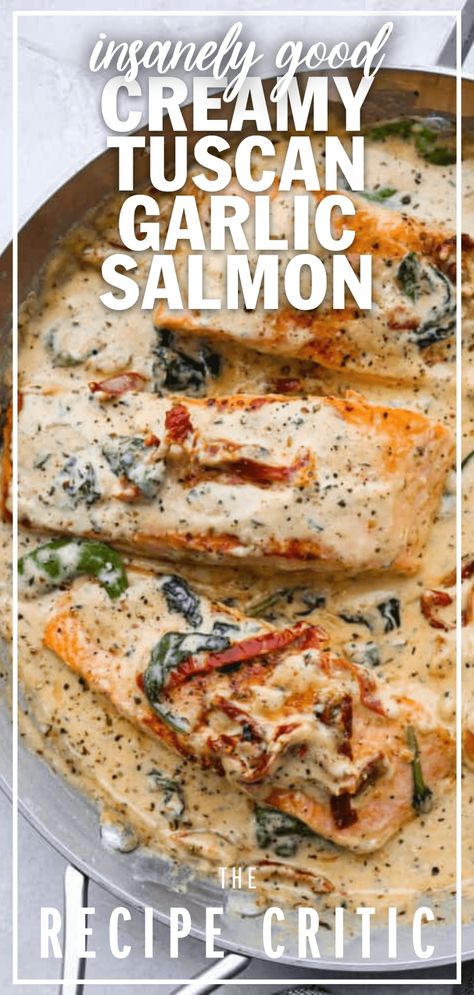 Tuscan Garlic Salmon, Creamy Garlic Tuscan Salmon, Creamy Tuscan Salmon, Tuscan Salmon Recipe, Tuscan Salmon, Salmon Pasta Recipes, Tuscan Recipes, Salmon Spinach, Owl Kitchen