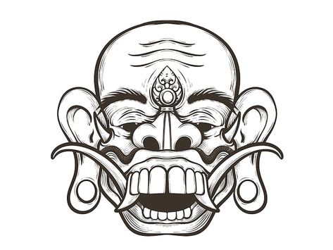 Barong Art, Ornamen Bali, Wayang Bali, Ogoh Ogoh, Barong Bali, Balinese Art, Bali Art, Logo Art, Vector Sketch