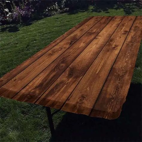 WOW ! Turn your Plastic folding tables into rustic Farmhouse tables – Party Ideas Table Cloth Hacks, Cloth Hacks, Plank Table, Fake Wood, Cheap Table, Rustic Farmhouse Table, Watermelon Decor, Farmhouse Tables, Rustic Party