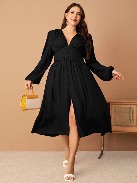 Black Dress Plus Size Classy, Plus Size Simple Dress, Black And White Dress Plus Size, Elegant Dress For Big Size Woman, Plus Size Wedding Attire Guest, Plus Size Gala Dress Classy, Elegant Dresses For Women Classy, Simple Plus Size Dress, Curvy Cocktail Dress