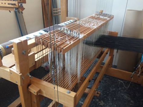 For Sale: Mechanical Dobby Loom - Richmond Art Center Looms For Sale, Rug Loom, Weaving Looms, Built In Bench, Loom Weaving, Art Center, Spinning, Beams, Loom