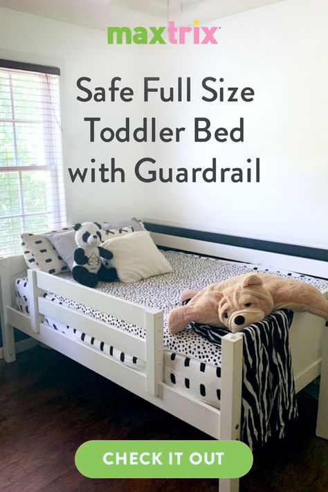 Full Size Kids Bed Boy Rooms, Full Bed For Toddler Boy, Kids Bed With Side Rails, Full Toddler Bed, Toddler Room Full Size Bed, Full Bed Toddler Room, Full Size Bed For Toddler, Full Size Bed For Boys, Toddler Boy Room Full Size Bed