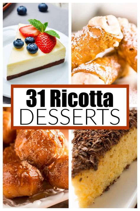 Desserts With Riccota Cheese, Ricotta Pastry Recipes, Ricotta Cheese Desserts Easy, Ricotta Tart Desserts, Ricotta Baked Goods, Dessert Using Ricotta Cheese, Sweetened Ricotta Cheese, What To Use Ricotta Cheese In, Ricotta Desserts Easy