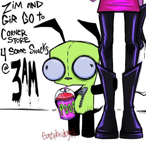 Gir Invader Zim Pfp, Invader Zim Pfp, Zim Pfp, Gir Invader Zim, Artstyle Ideas, Scene Emo Art, Scene Kid Art, Invader Zim Characters, Scene Core