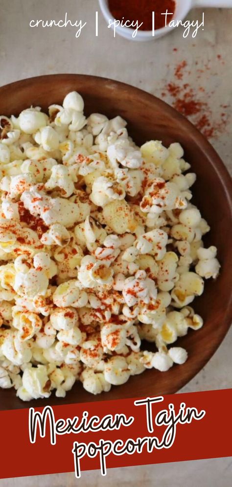 Tajin Popcorn, Tajin Snacks, Spicy Popcorn Recipes, Chili Popcorn, Homemade Popcorn Recipes, Popcorn Seasoning Recipes, Tajin Recipes, Spicy Popcorn, Snack To Make