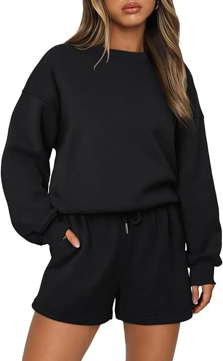 Amazon.com: AUTOMET Womens Two Piece Outfits 2 Piece Lounge Matching Sets Fleece Sweatsuit Sweat Shorts Fashion Fall Clothes Sweatshirt : Clothing, Shoes & Jewelry Athletic Shorts And Sweatshirt Outfit, Womens Two Piece Outfits, Fall Activewear, Matching Sweats, Fall Suit, Sweats Outfit, Sweat Sets, Two Piece Outfits, Womens Jackets Casual