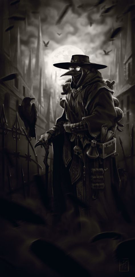 Plague Doctor - fantasy character concept by Lucas St. Martin Plague Doctor Phone Wallpaper, Radioactive Tattoo Design, Plague Doctor Wallpaper Iphone, Plague Doctor Art Dark, Dnd Plague Doctor, Pleg Doctor, Plague Doctor Wallpaper, Lucas St, Plaque Doctor