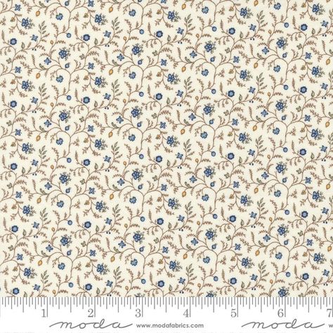 Amelias Blues Ivory Multi Floral Fabric by Betsy Chutchian for Moda Fabrics 31654 21 - 752106695306 Betsy Chutchian, Mill Hill Beads, Blue Origin, Floral Quilt, Cross Stitch Fabric, Floral Vine, Flower Accessories, Fabric Sale, Quilt Kit