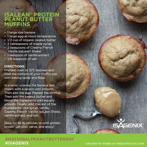 IsaLean Vanilla Peanut Butter Muffins Isagenix Shake Recipes, Isagenix Snacks, Isagenix Shakes, Protein Peanut Butter, Butter Muffins, Peanut Butter Muffins, Nutritional Cleansing, Herbalife Recipes, Protein Muffins