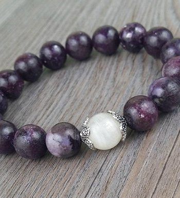 Purple Gemstone Beaded Bracelets, Purple Gemstone Beads Bracelets For Healing, Adjustable Purple Gemstone Beads Bracelets, Lepidolite Bracelet, Purple Natural Stones Beaded Bracelet - Gift, Raw Gemstone Jewelry, Buy Crystals, Symbolic Jewelry, Handcrafted Artisan Jewelry