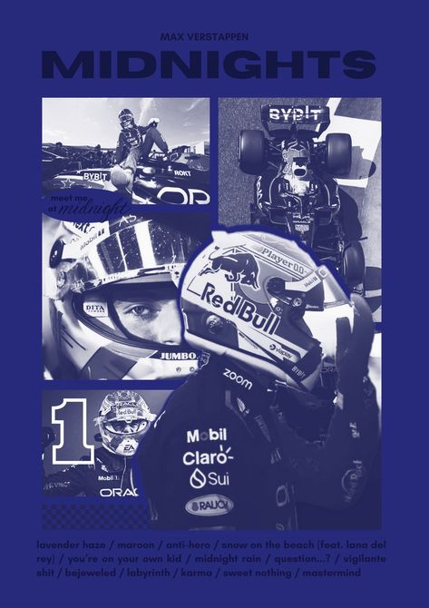 Aesthetic Formula 1, Max Verstappen Poster, F1 Racing Poster, F1 Poster Design, Midnights Aesthetic, Poster Taylor Swift, Tv Aesthetic, Midnights Album, Taylor Swift Midnights