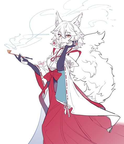 Kitsune Saiguu, Anime Fox Boy, Anime Black Hair, Fox Girl, Art Manga, Anime Book, Dungeons And Dragons Homebrew, Cat Girl, Dnd Characters